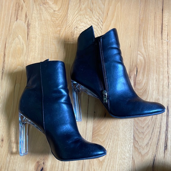 X2B Black Clear Heeled Bootie - Picture 1 of 4